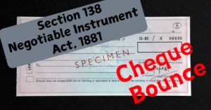 a checkbook with red text Section 138 Negotiable Instrument Act